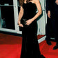 Black Elegant A Line Strapless Velvet Long Prom Dress Evening Dress SH3458