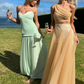 Mint Green A Line Sweetheart Neck Satin Chiffon Long Prom Dress Evening Dress SH1981
