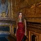 Sexy Red Shiny Sheath Strapless Sequin Long Prom Dress Wedding Guest Dress SH5410