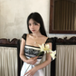 Vintage A Line Classic Lace Satin Long Prom Dress Date Dress SH5559
