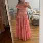 Red Lattice A Line Off the Shoulder Satin Long Party Dress Prom Dress SH7634
