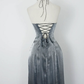Retro A Line Spaghetti Strap Grey Beaded Satin Long Evening Dress Party Dress SH3169