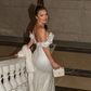 Shiny Mermaid Off the Shoulder White Sequin Long Sweep Prom Dress Party Dress SH6429