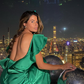 Charming Sheath Green Satin Open Back Long Prom Dress Evening Dress SH2094