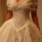 Pretty Ball Gown Off the Shoulder White Lace Long Prom Dress Wedding Dress SH6902