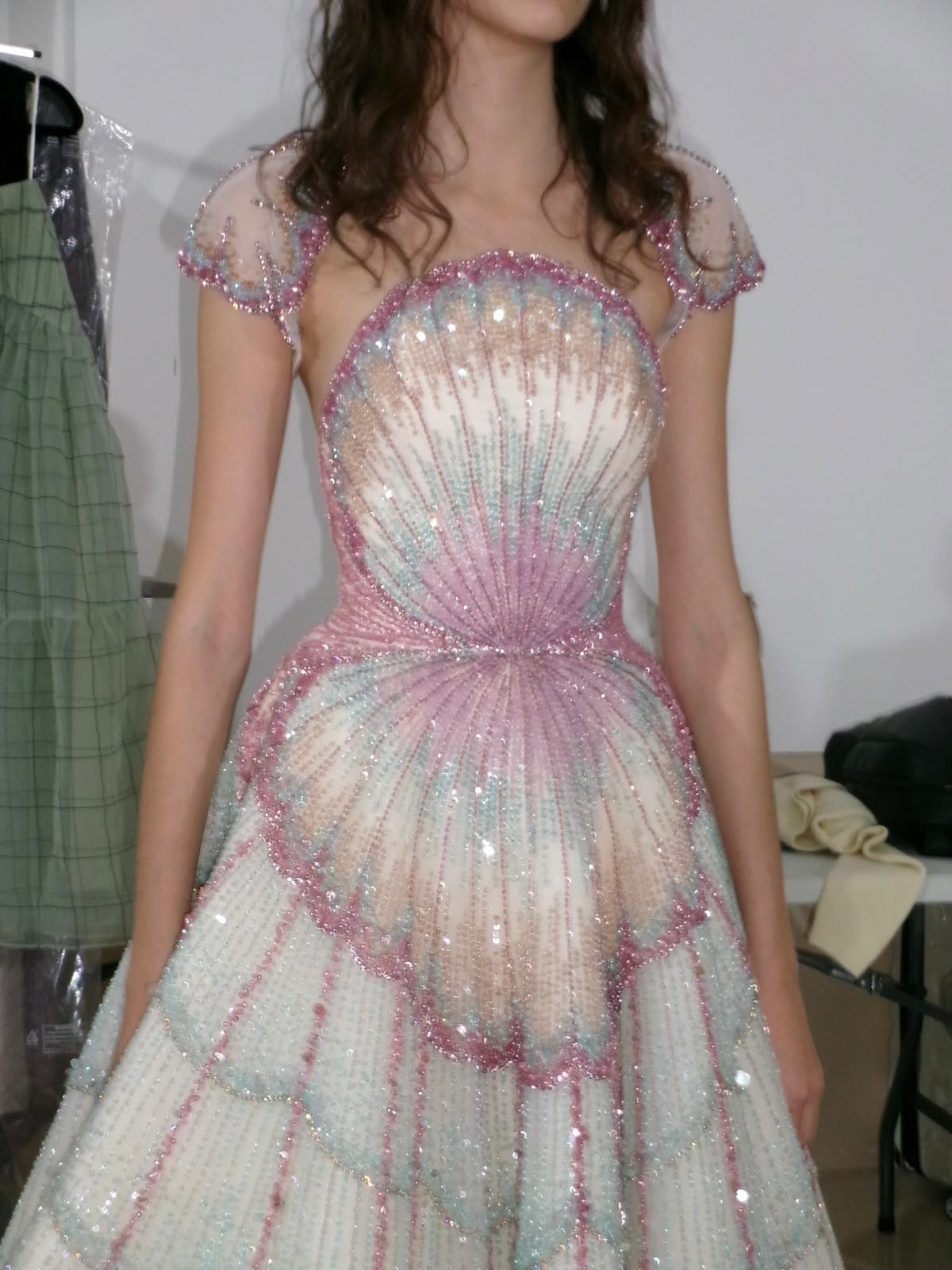 Stunning Elegant Ball Gown Beaded Sequin White Tulle Long Prom Dress Evening Dress SH6714