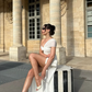 Flowy White Sheath One Shoulder Chiffon Slit Long Prom Dress Party Dress SH6425