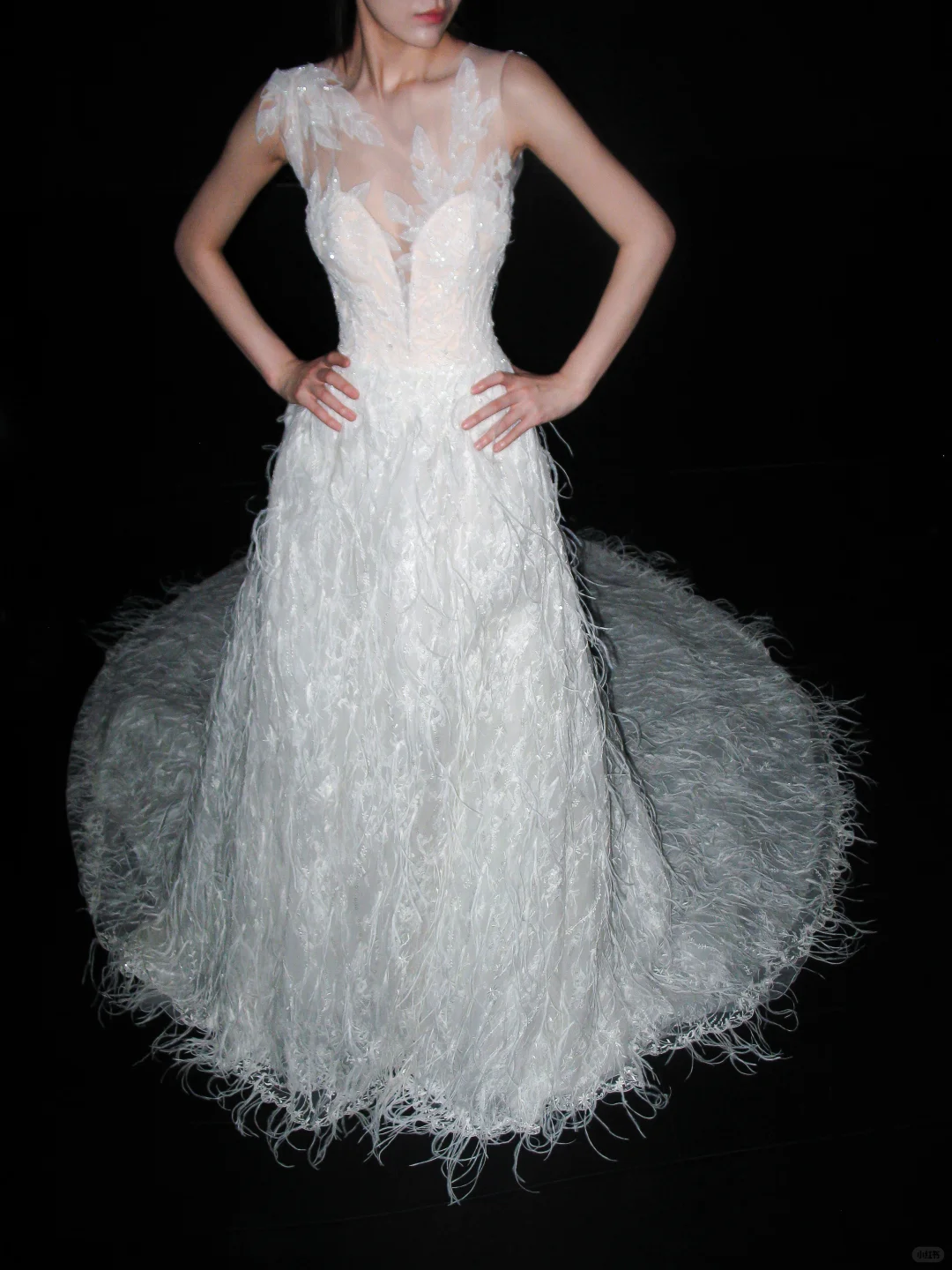 New A Line Sweetheart Neck White Applique Feather Tulle Long Wedding Dress SH8918