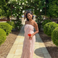 Pink Sheath Strapless Ruffle Chiffon Prom Dress Vacation Dress SH6262