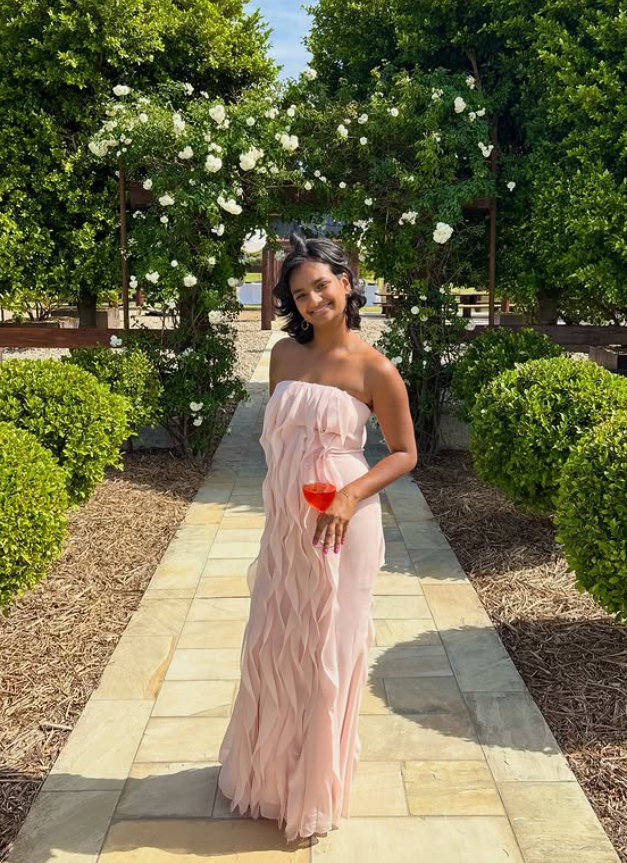 Pink Sheath Strapless Ruffle Chiffon Prom Dress Vacation Dress SH6262