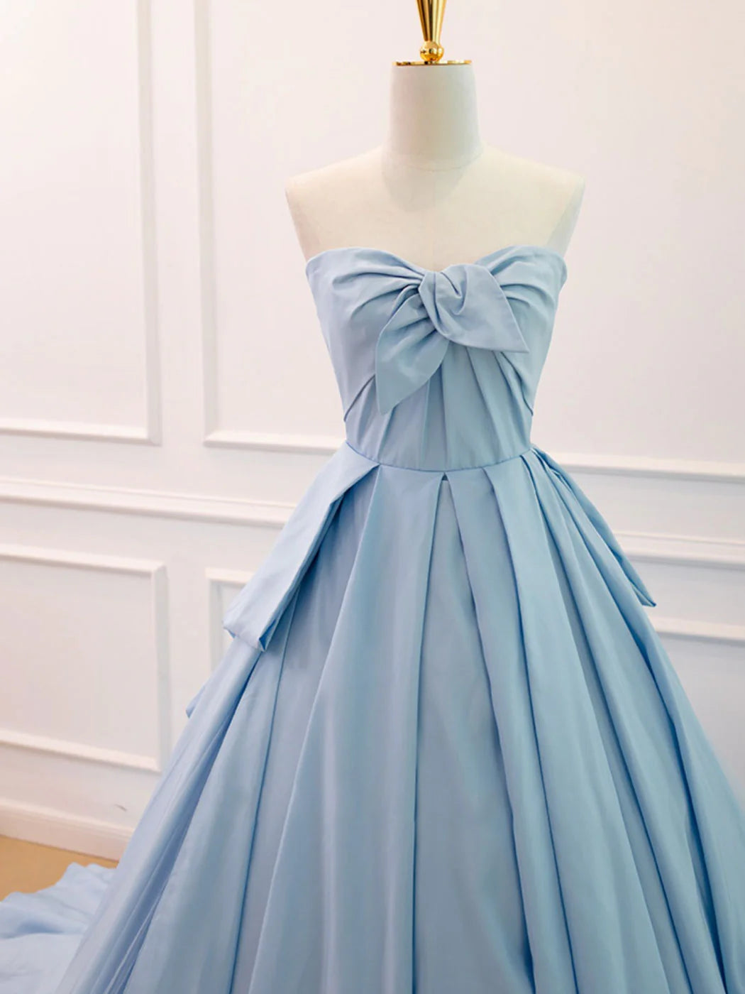 A Line Sweetheart Neck Blue Satin Tulle Long Prom Dress Evening Dress SH1734