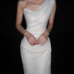 Shiny Glamorous Sheath Beaded Tulle Long Wedding Dress SH5973