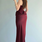 Elegant Sheath Strapless Burgundy Satin Long Prom Dress Evening Dress SH7296