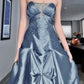 Vintage Ball Gown Strapless Beaded Green Satin Long Prom Dress Party Dress SH5538