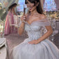 Princess Elegant A Line Off the Shoulder Beaded Tulle Long Prom Dress Party Dress SH5541