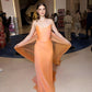 Orange Sheath Strapless Chiffon Long Party Dress Prom Dress SH3975