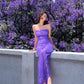 Stunning Sheath Spaghetti Strap Purple Sequin Long Party Dress Evening Dress SH2856