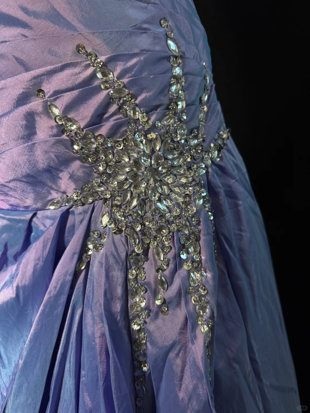 Vintage Purple A Line Strapless Beaded Satin Prom Dress Evening Dress SH5601