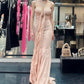Pink Mermaid Spaghetti Strap Flowy Chiffon Long Prom Dress Evening Dress SH5751