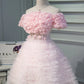 Pink A Line Tulle Homecoming Dresses With Flower Appliques SH1596