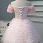 Pink A Line Tulle Homecoming Dresses With Flower Appliques SH1596