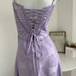 Lavender A Line Spaghetti Straps Satin Long Prom Dress Evening Dress SH1816