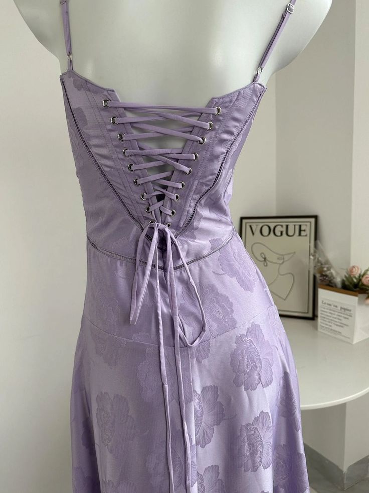 Lavender A Line Spaghetti Straps Satin Long Prom Dress Evening Dress SH1816