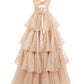 Pretty Pink A Line Spaghetti Straps Sequin Tulle Prom Dress Wedding Guest Dress with Slit SH4294