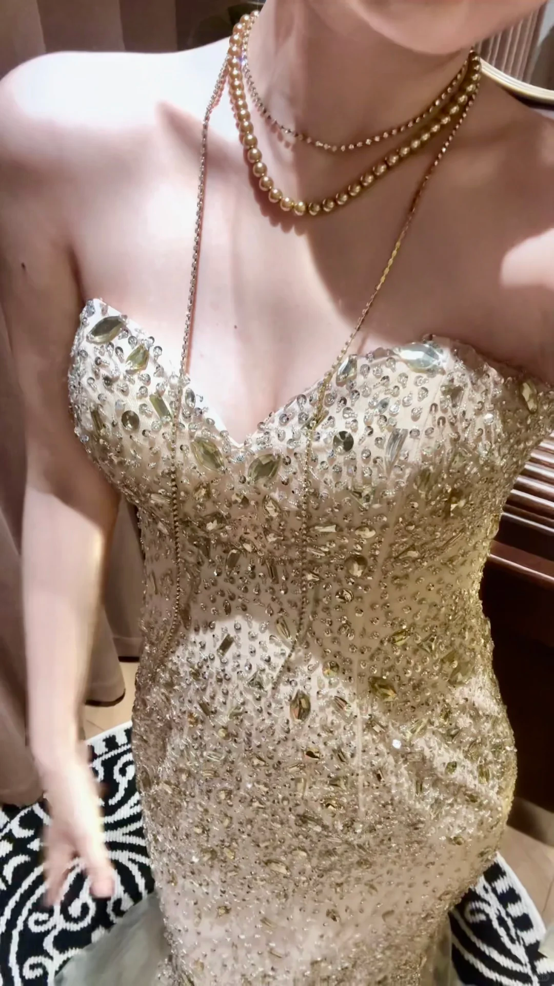 Champagne Mermaid Sweetheart Neck Rhinestone Organza Prom Dresses 18th Birthday Dresses SH4641