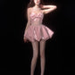Cute Pink A Line Spaghetti Straps Lace Satin Short Homecoming Prom Dress Cocktail Dress SH4295
