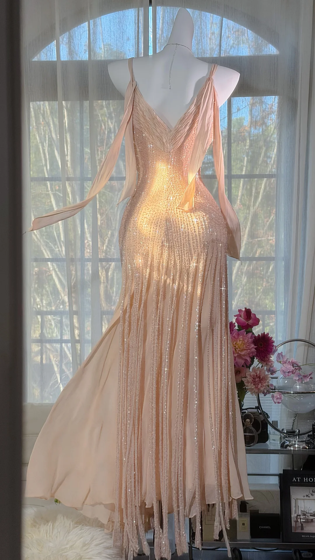 Fairy Elegant A Line Beaded Chiffon Long Graduation Prom Dress SH5344