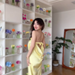 Simple Yellow Bow Mermaid Strapless Satin Open Back Prom Dress Wedding Guest Dress SH4557