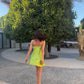 Cute A Line Spaghetti Strap Print Floral Green Satin Short Homecoming Dress Mini Dress SH8046