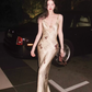 Sexy Sheath Straps Simple Satin Long Prom Dress Outfits SH4929