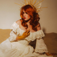 Vintage Timeless A Line Long Sleeve White Lace Satin Prom Dress Wedding Dress SH6706