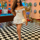 Cute A Line Straps Polka Dot Satin Short Homecoming Dress Cocktail Dress SH3357