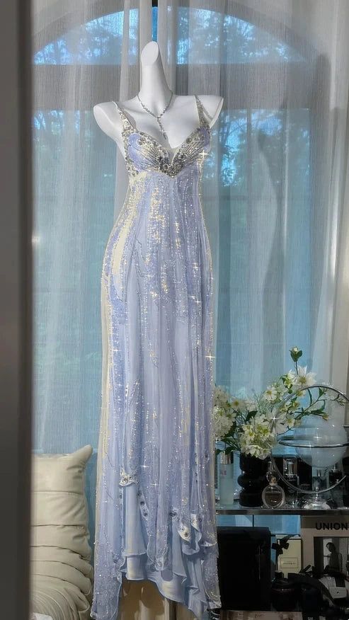 Ivory Exquisite A Line Beaded Rhinestone Chiffon Prom Dress Formal Dre   shinydress