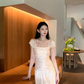 Gentle A Line Straps Print Floral Satin Prom Dress Party Dress Outfits SH5059