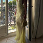 Sexy Sheath V Neck Light Yellow Sequin Chiffon Long Prom Evening Dress SH2389