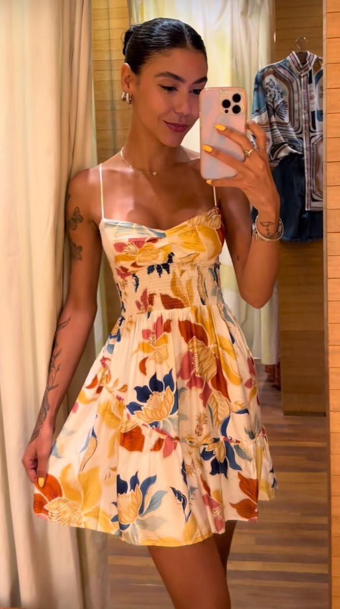 Bright A Line Spaghetti Strap Print Floral Satin Short Homecoming Dress Mini Dress SH8019