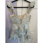Stylish Sheath Square Neck Pink Printed Short Homecoming Dress with Ruffles SH7465