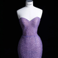 Sexy Mermaid Sweetheart Neck Purple Sequin Party Dress Evening Dress SH3377