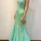 Green Mermaid Halter V Neck Beaded Chiffon Open Back Prom Dress Evening Dress SH2170