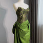 A Line Sweetheart Neck Embroidery Satin Long Prom Dress Evening Dress SH1804
