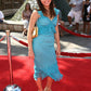 Cute Sheath Spaghetti Strap Ruffle Tiered Blue Ombre Chiffon Party Dress SH2712