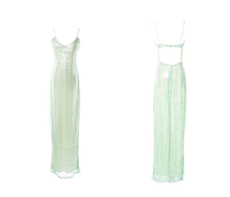 Shiny Sheath Spaghetti Strap Green Sequin Open Back Party Dress Evening Dress SH2877
