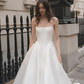 Elegant Ball Gown Strapless White Satin Wedding Dress SH4122
