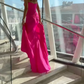 Sexy Hot Pink Mermaid Slit Pleated Long Party Prom Dress Evening Dress SH1480