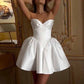 Cute A Line Sweetheart Neck Ivory Satin Short Homecoming Dress Birthday Dress SH3217