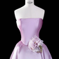 Pink Ombre A Line Strapless Flower Satin Party Dress Evening Dress SH3378